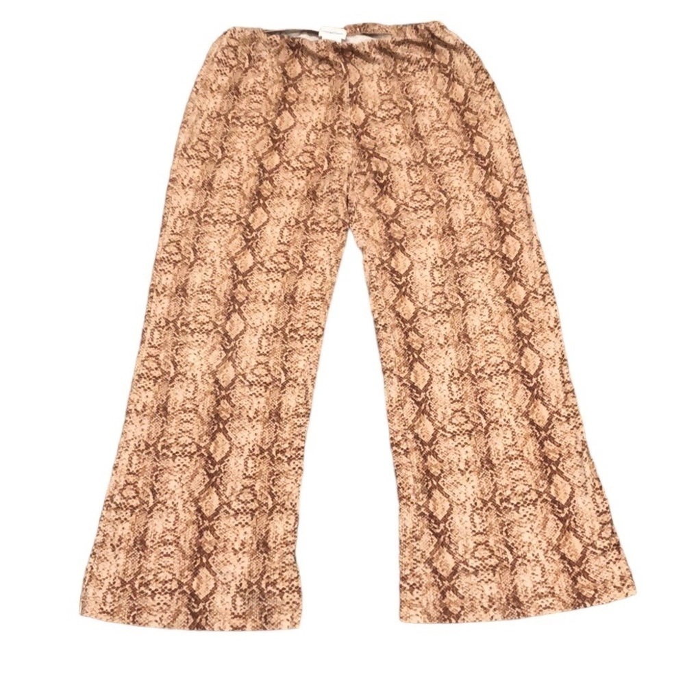 Lovers And Friends Revolve Wide Leg Pants Size XL Brown Snakeskin High Rise
